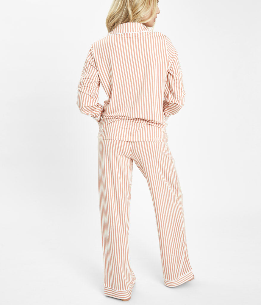 The All-Day Lounge Pant - Print: Shell Pink Stripe
