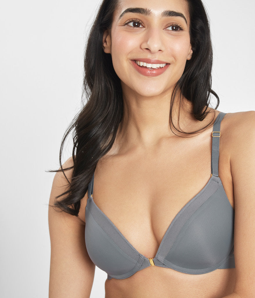 REVEAL Navy The Perfect Support Front Close T-Shirt Bra, US 32DDD