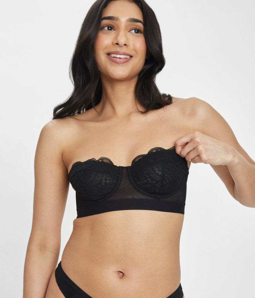 Buy Cotton On Body Everyday Lace Strapless Push Up 2 Bra in Black