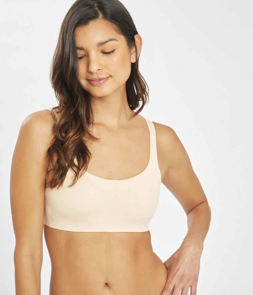 All.You. LIVELY Women's Stripe Mesh Bralette - Toasted Almond L