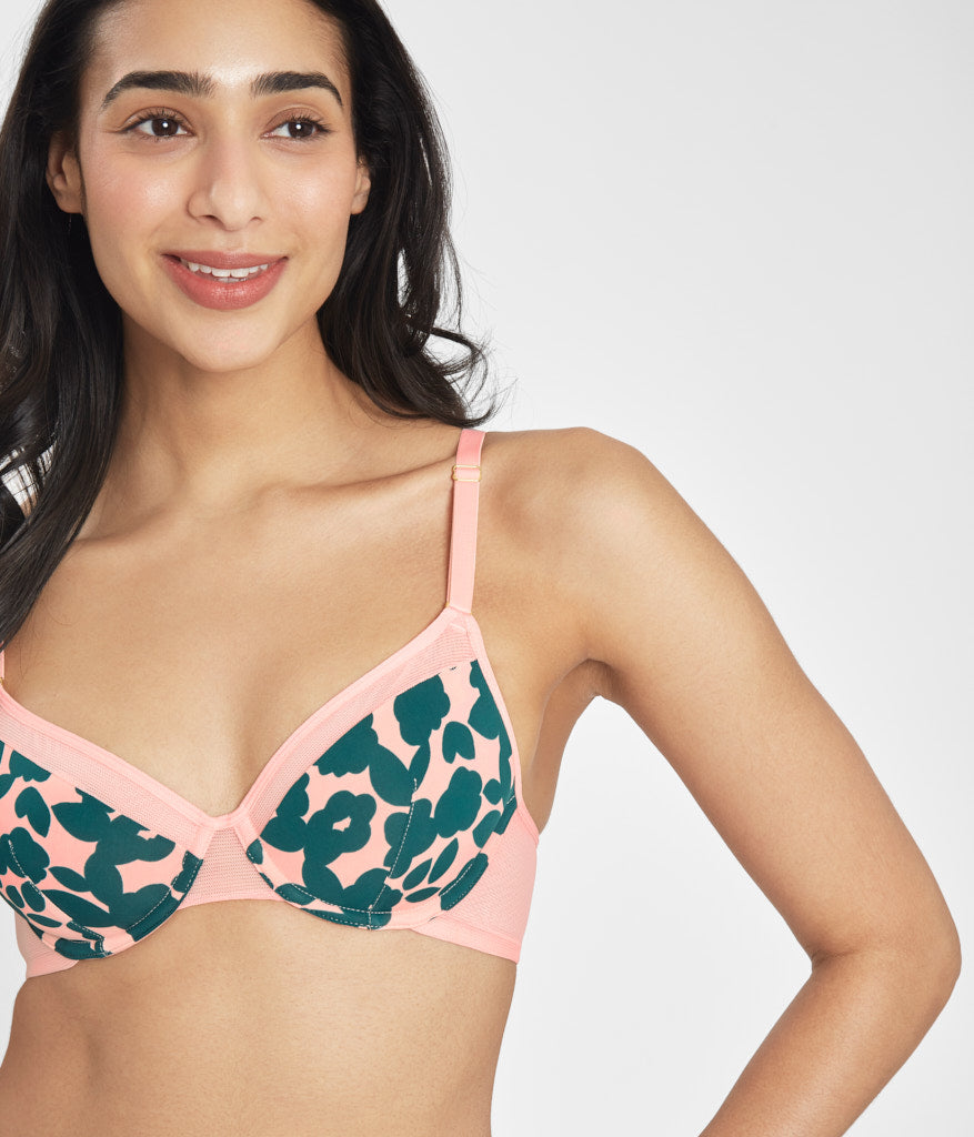 Printed Balconette T-Shirt Bra with Adjustable Strap