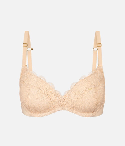 Lace Push Up Bra -No-Wire: Toasted Almond | LIVELY