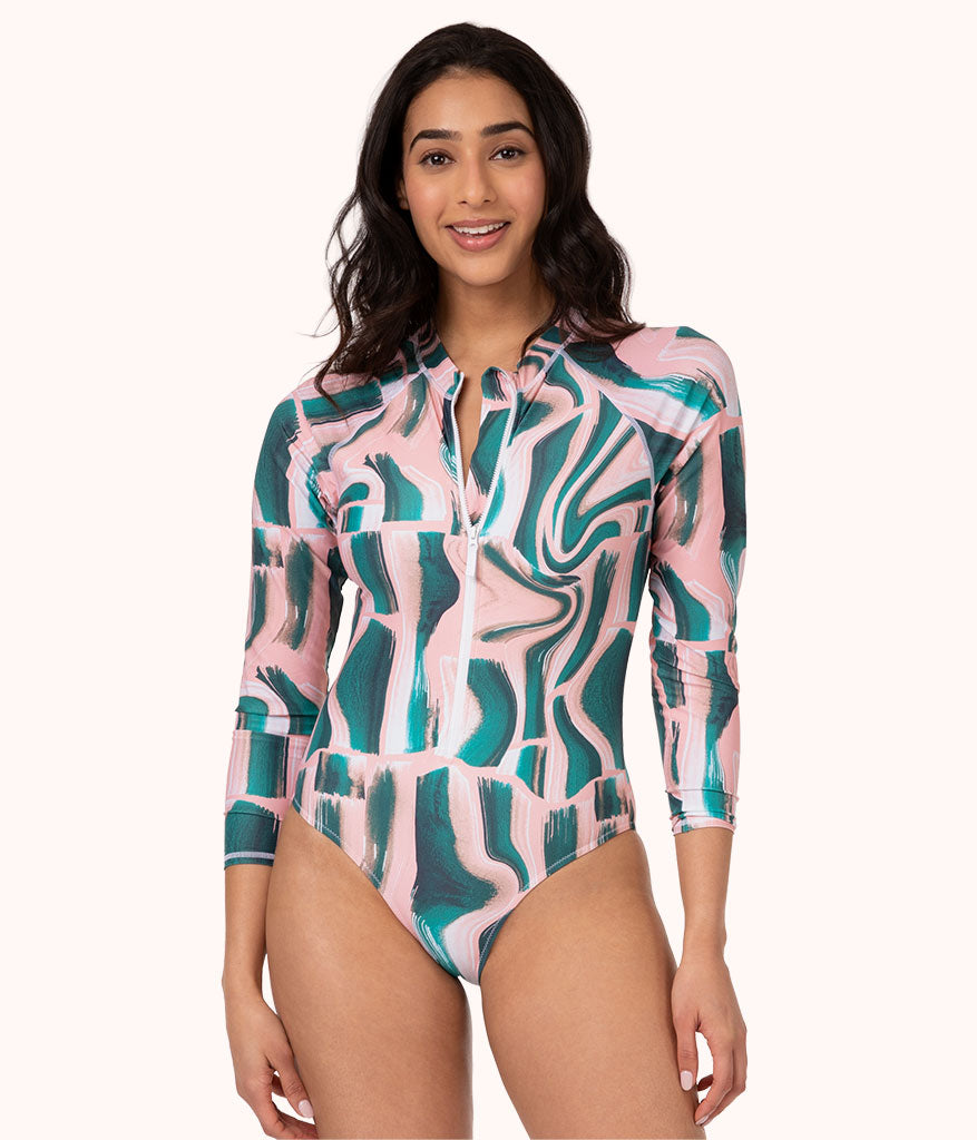 Plus Size Long Sleeve One-Piece Swimsuit by B Free Intimate