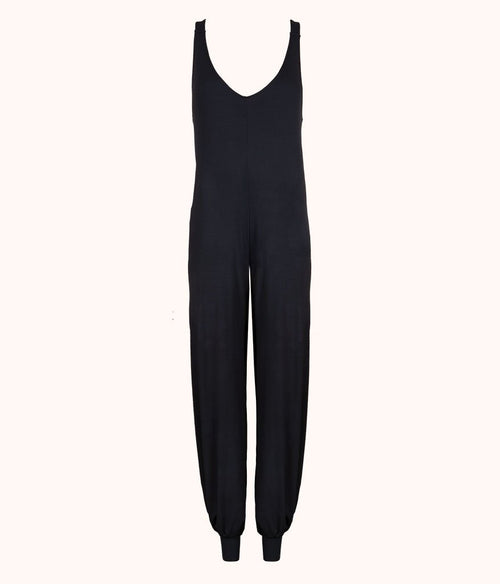 All-Day Crew Jumpsuit in Modal Fabric | Jet Black | LIVELY