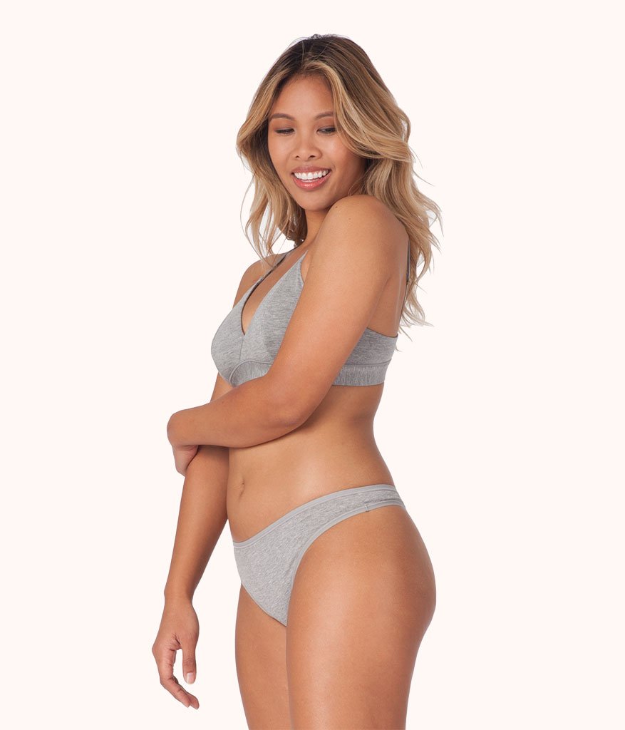 Tommy Hilfiger Curve cotton blend thong in gray heather - gray