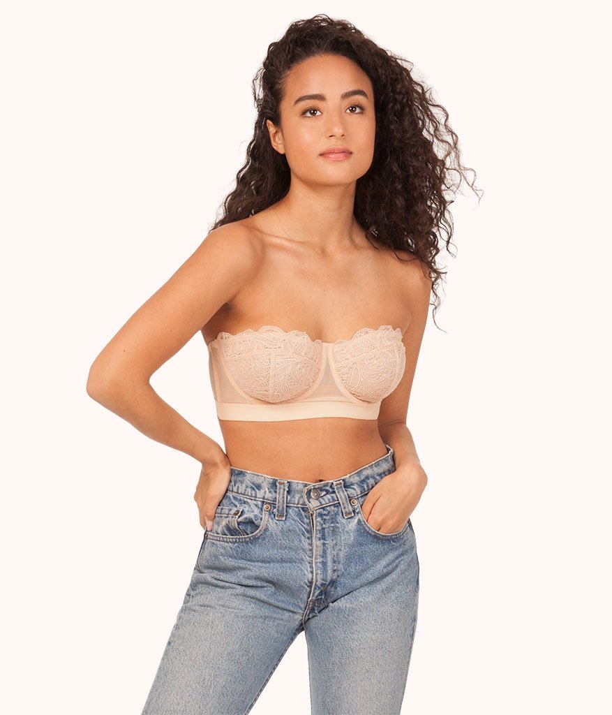 Unlined Lace Bra, Toasted Almond